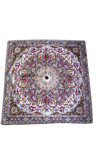 Obrus Termeh 100x100 biało-czarny 