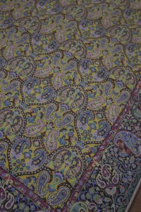 Obrus Termeh 100x100cm żółty z ornamentami